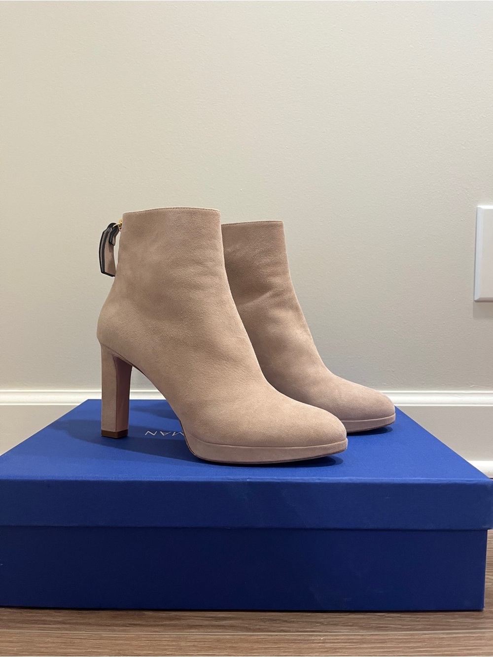 Stuart Weitzman Beige Suede Ankle Booties